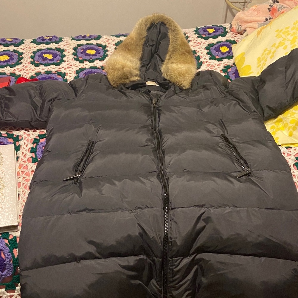 Michael Kors Black Coat with Faux Fur Trim